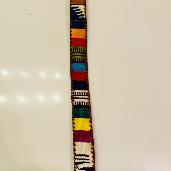 Handmade Multicolored Woven Leather Belt 32 - Picture 6 of 8